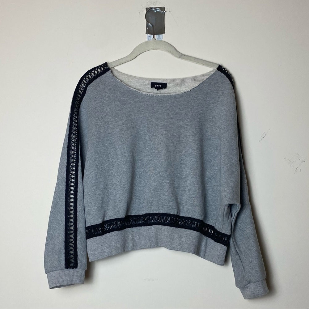Fate Sweatshirt W/ Pleather Cutout Stitch Sleeves